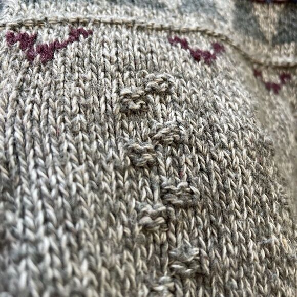 Vintage Trader Bay Sweater Mens XLT Tall Brown Grandpa Aztec Fair Isle Chunky - Picture 6 of 6